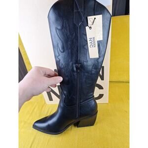 NWT Madden NYC Womens Tall Western Boots Black Faux Leather Size 8